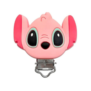 x3 Clip attache tétine stitch rose en silicone