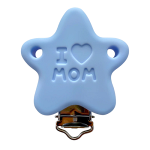 x3 Clip attache tétine étoile en silicone bleu ciel