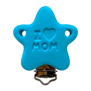 x3 Clip attache tétine étoile en silicone bleu