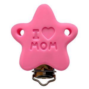x3 Clip attache tétine étoile en silicone rose