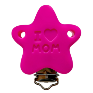 x3 Clip attache tétine étoile en silicone rose profond