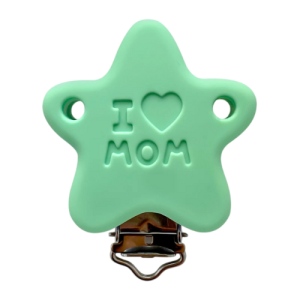 x3 Clip attache tétine étoile en silicone vert