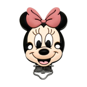 x3 Clip attache tétine minnie rose en silicone
