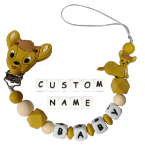 Attache tétine prénom en silicone bambi