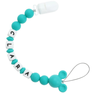 Attache tétine personnalisable mickey en silicone bleu