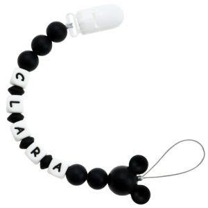 Attache tétine personnalisable mickey en silicone noir