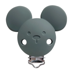 x3 Clip attache tétine mickey en silicone gris