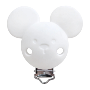 x3 Clip attache tétine mickey en silicone blanc