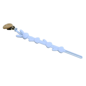 Attache tétine lapin en silicone bleu