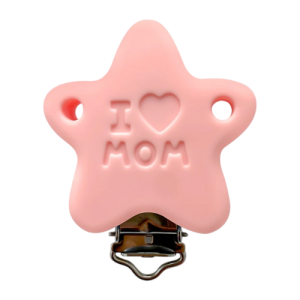 x3 Clip attache tétine étoile en silicone rose clair
