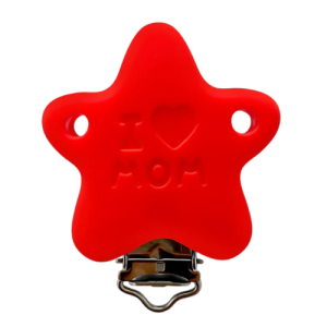 x3 Clip attache tétine étoile en silicone rouge