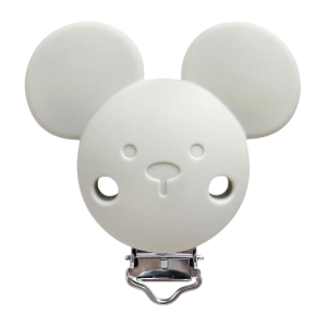 x3 Clip attache tétine mickey en silicone gris clair