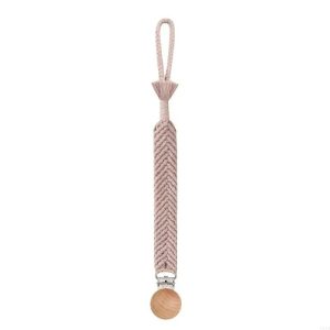 Attache tétine ruban en crochet beige